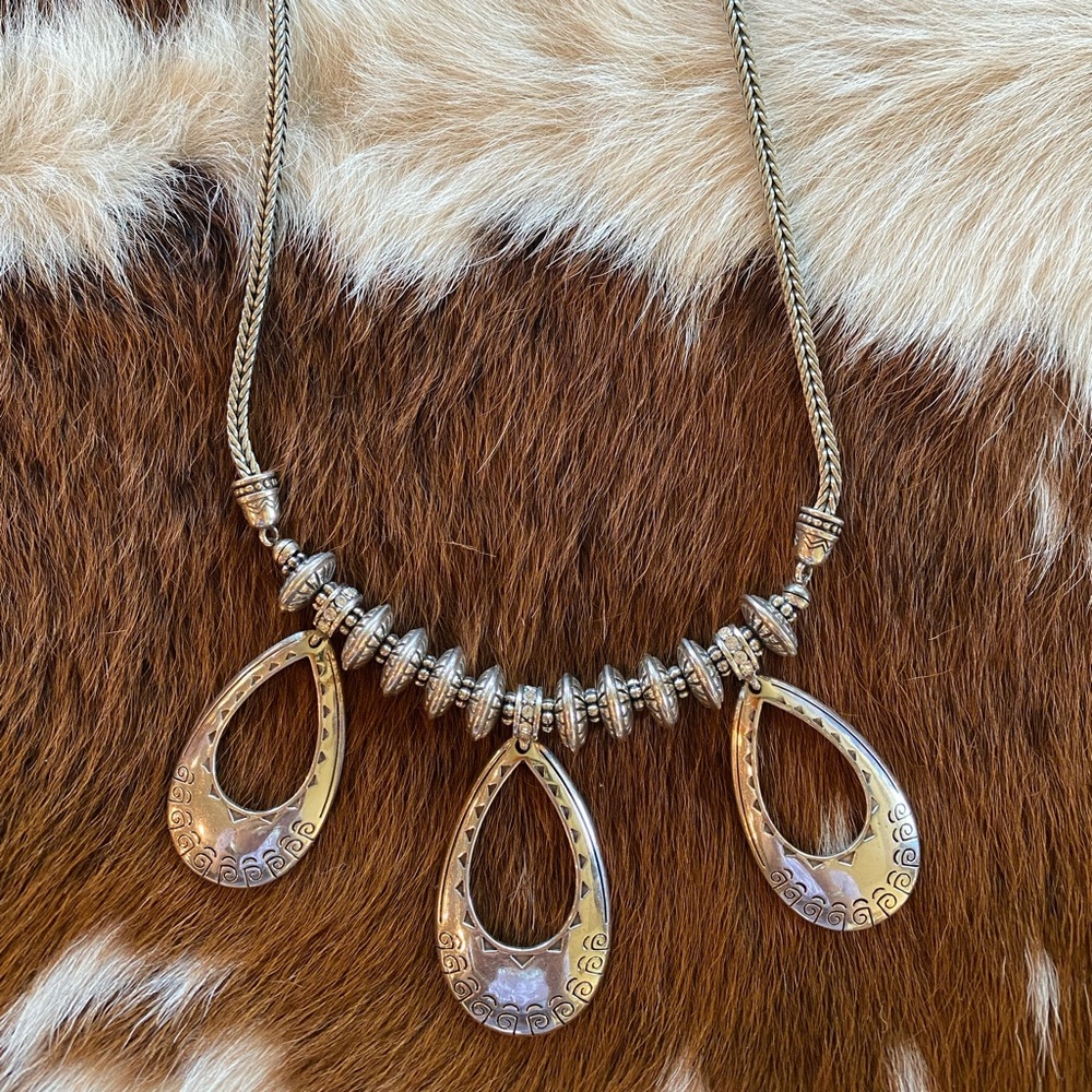 Brighton silver tone dangling tear drop style necklace